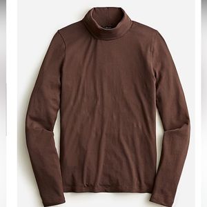 J.Crew Women’s 100% Cotton Tissue Turtleneck in Deep Chocolate - Brown NWT Small